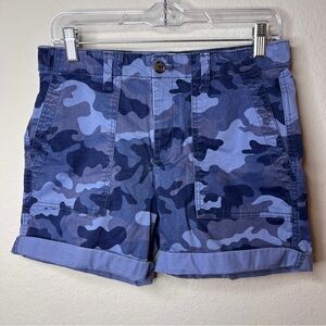 Gap Women Shorts Cotton Size 4 Blue/Gray Camo Light Stretch 5” Short